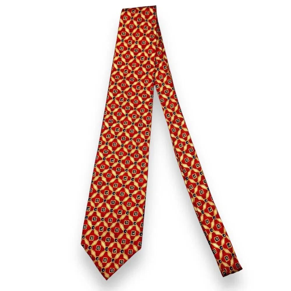 X'andrini 100% Silk Dress Tie Made in USA Vintage Geometric Print‎ 58